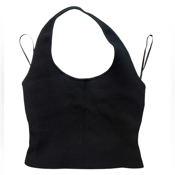 Babaton Aritzia Ribbed Black Halter Neck Top - Picture 3 of 7